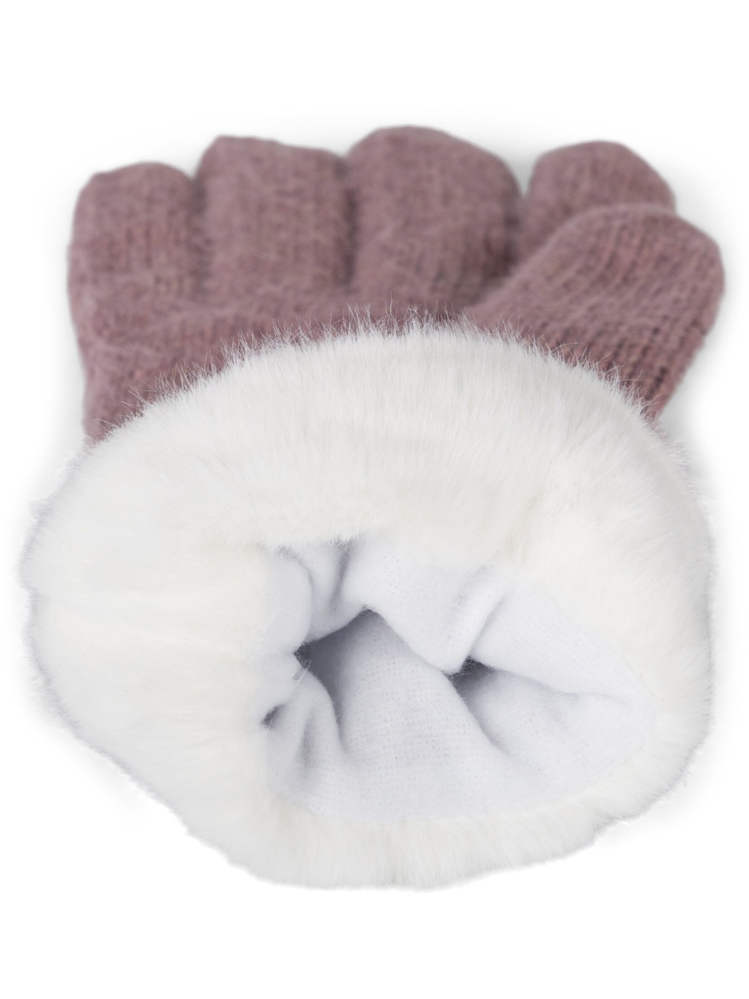 styleBREAKER Fingerhandschuhe 'Strickhandschuhe mit Reiskornmuster und Fleece'‌‌‌‌‌‌ in Lila