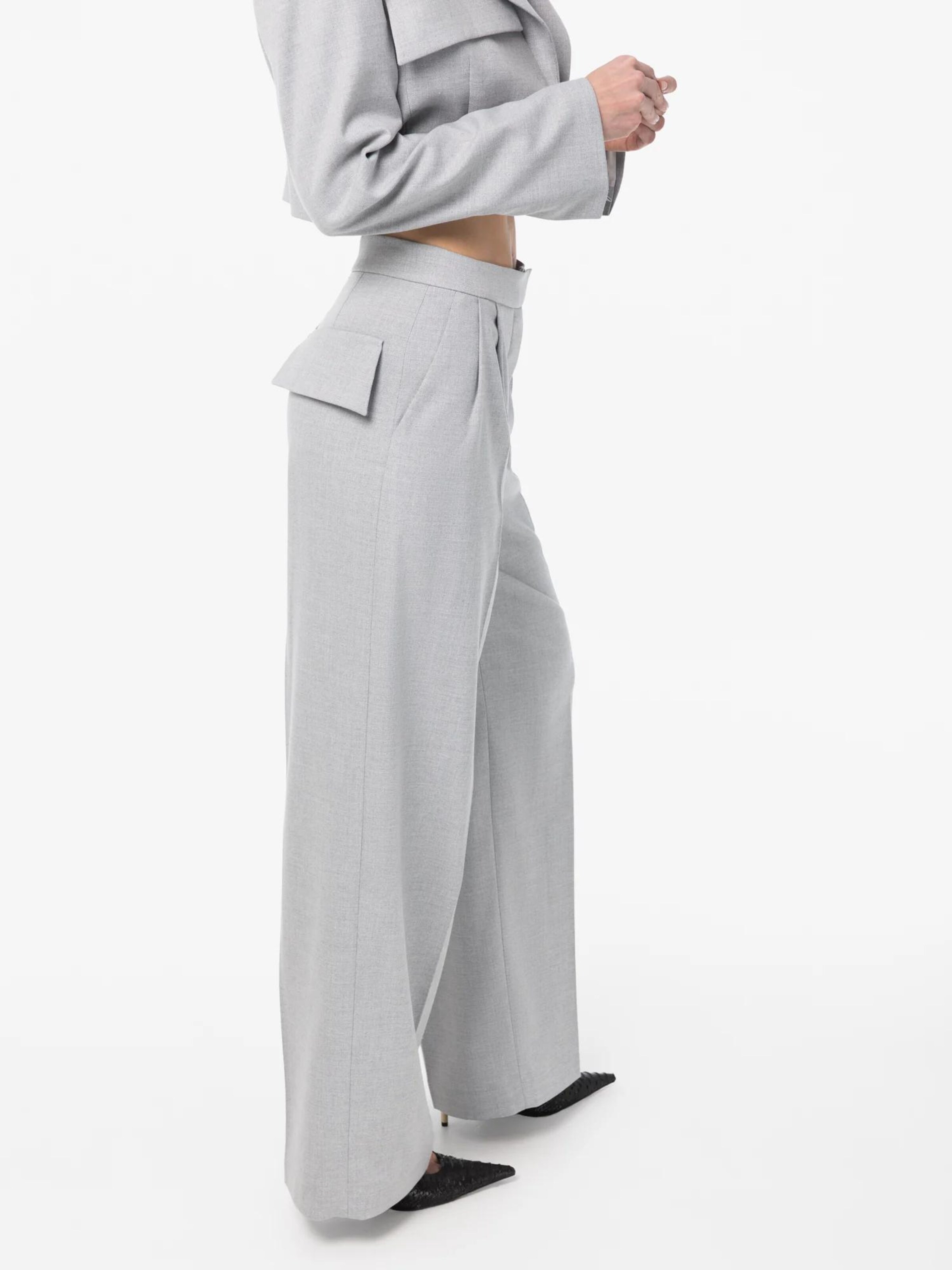 mandragora Wide leg Broek 'Theo' in Grijs