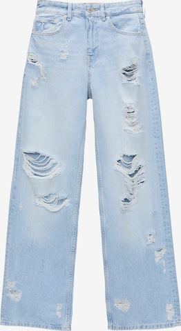 Loosefit Jeans de la Pull&Bear pe albastru: față