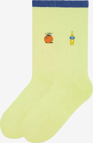 Von Jungfeld Socken 'Mix & Match Socken mit Stickmotiven' in Gelb: Vorderseite