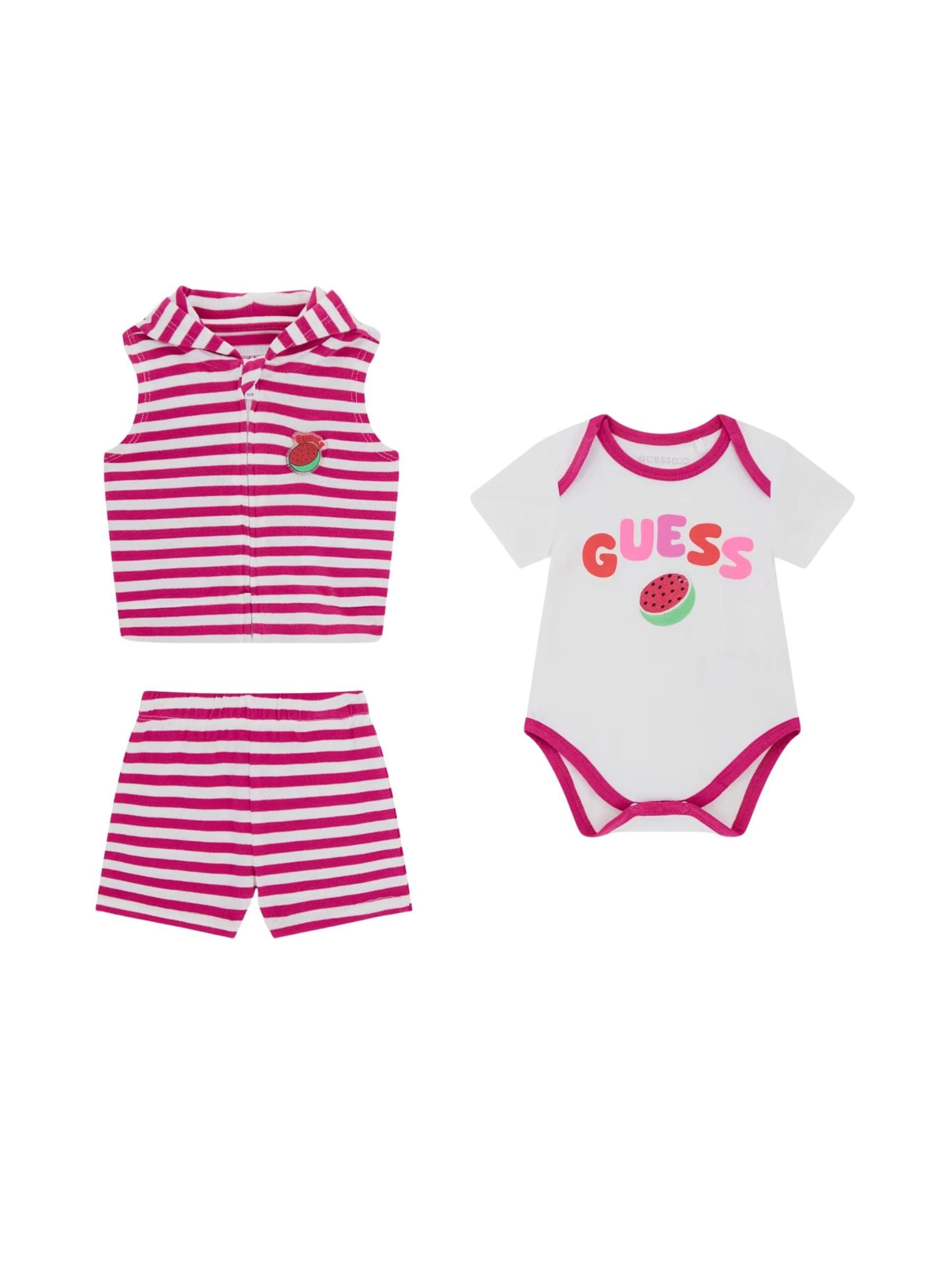 GUESS KIDS Set 'GUESS KIDS SET HOODED VEST + SS BODY + SHORTS Completi'‌ in Pink: Vorderseite