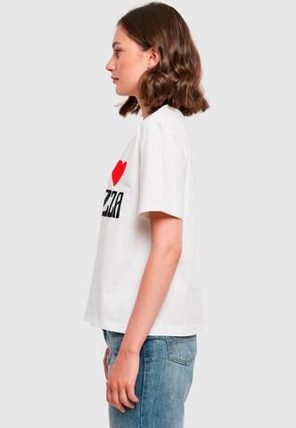 Maglietta 'Pizza Love' di Miss Tee in bianco