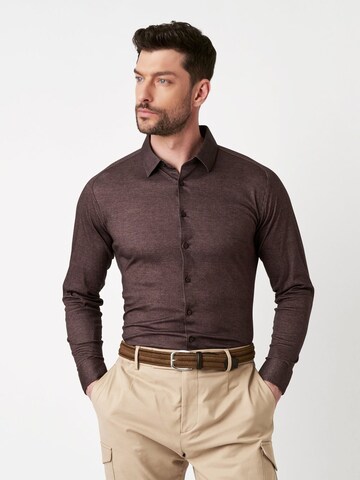 DESOTO Slim fit Button Up Shirt in Brown: front