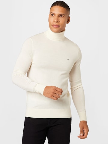 balts Calvin Klein Standarta piegriezums Džemperis: no priekšpuses