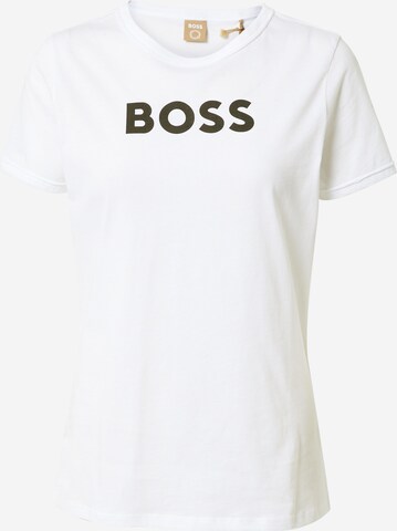 BOSS Orange Тениска 'Elogo' в бяло: отпред