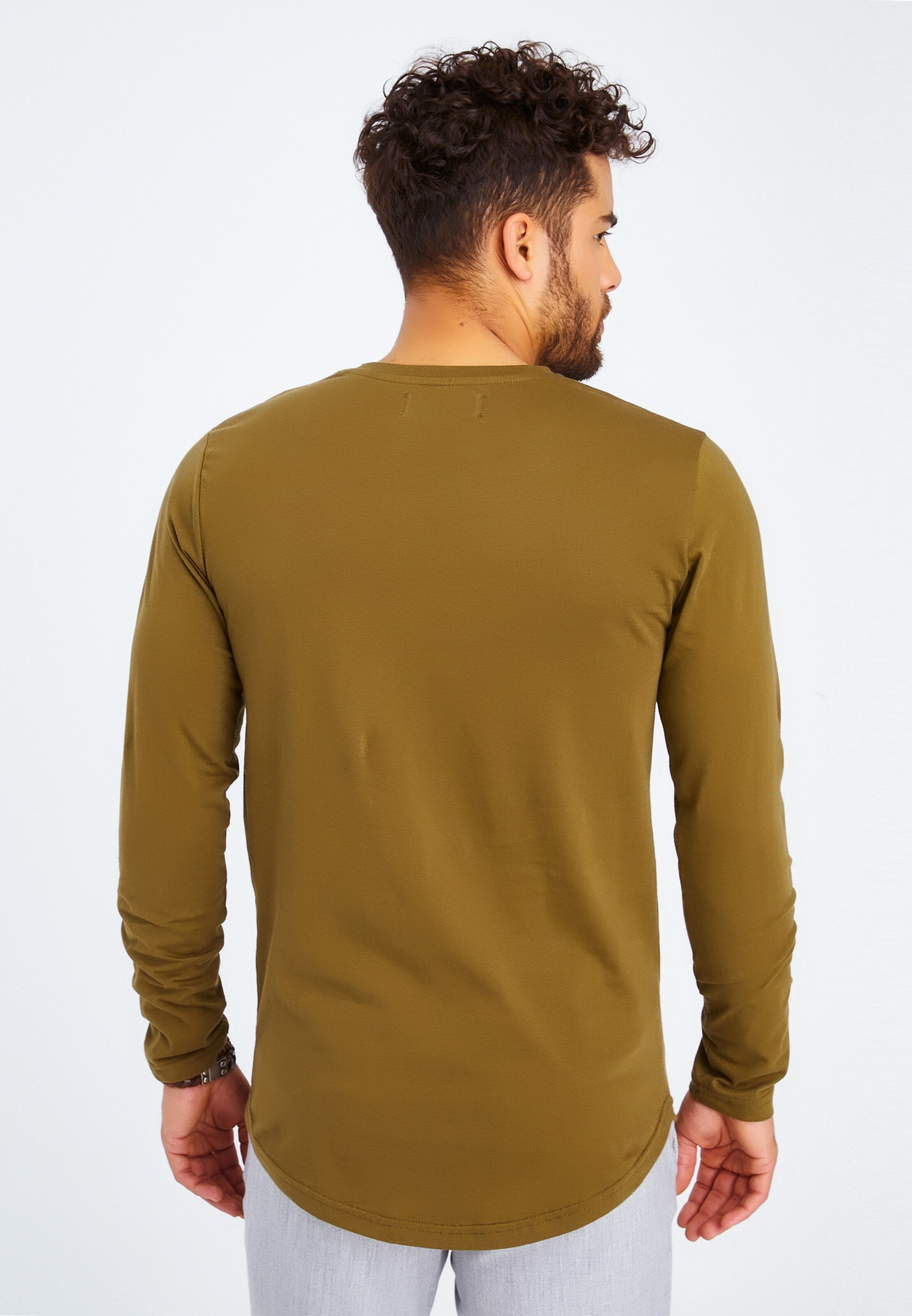 Männer Shirts Leif Nelson Longsleeve Rundhals in Khaki - OQ87905 Männer Shirts Leif Nelson Longsleeve Rundhals in Khaki - OQ87905