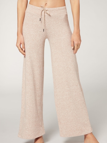 CALZEDONIA Wide leg Pants in Beige: front