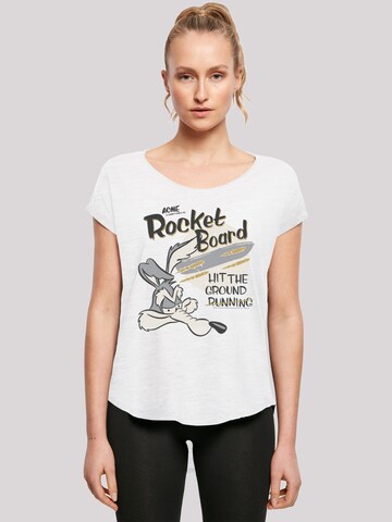 F4NT4STIC Shirt 'Looney Tunes Wile E Coyote Rocket Board' in White: front