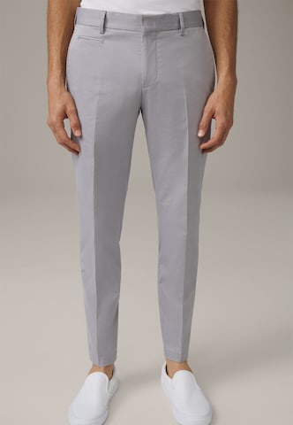 STRELLSON Slim fit Pleated Pants 'Kyle' in Grey: front