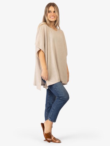 Rainbow Cashmere Cape in Beige