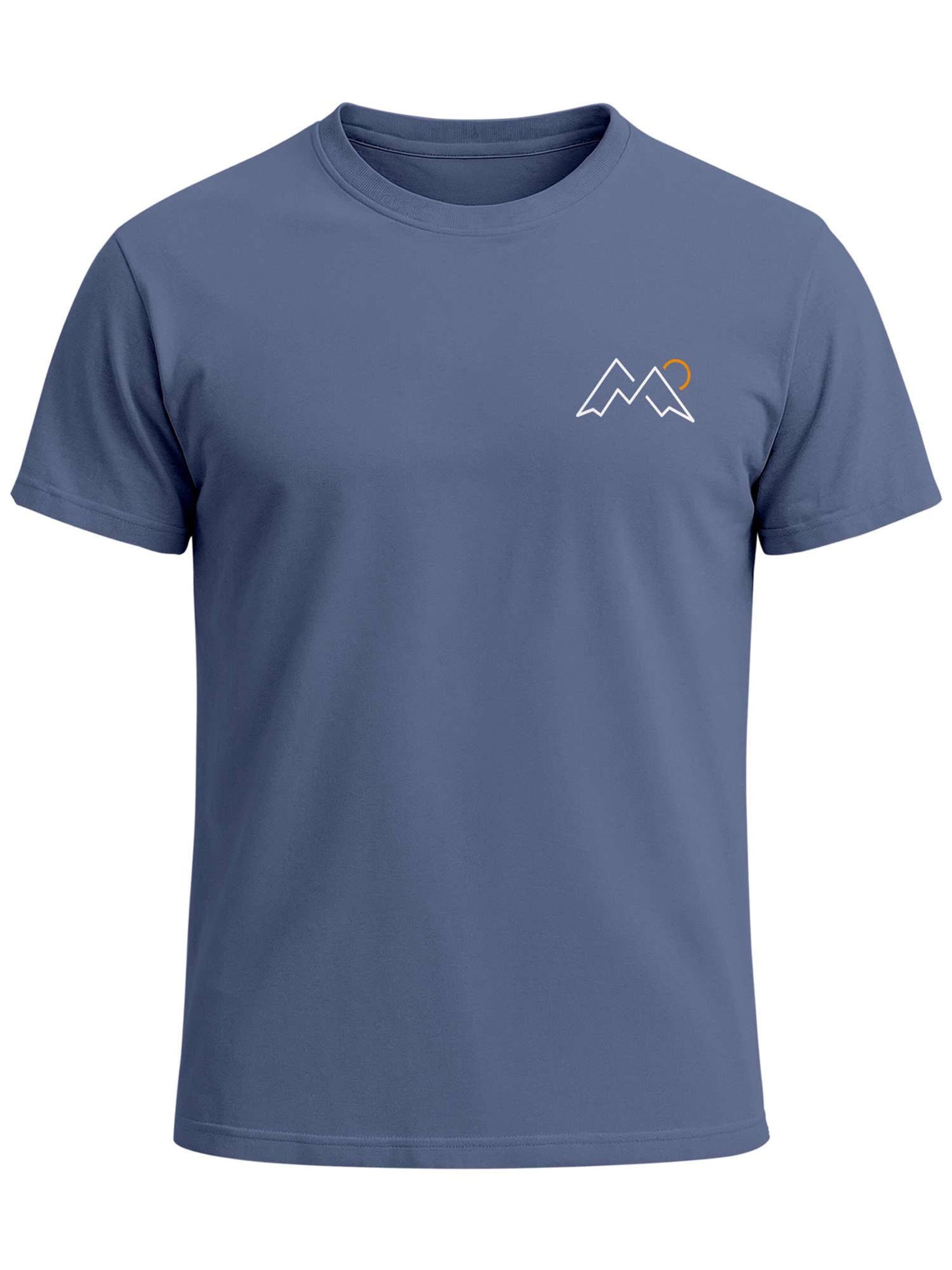 Neverless Shirt 'Mountain Lineart'‌‌‌‌‌‌ in Blau: Vorderseite