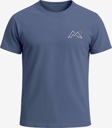 Neverless Shirt 'Mountain Lineart' in Blau: Vorderseite