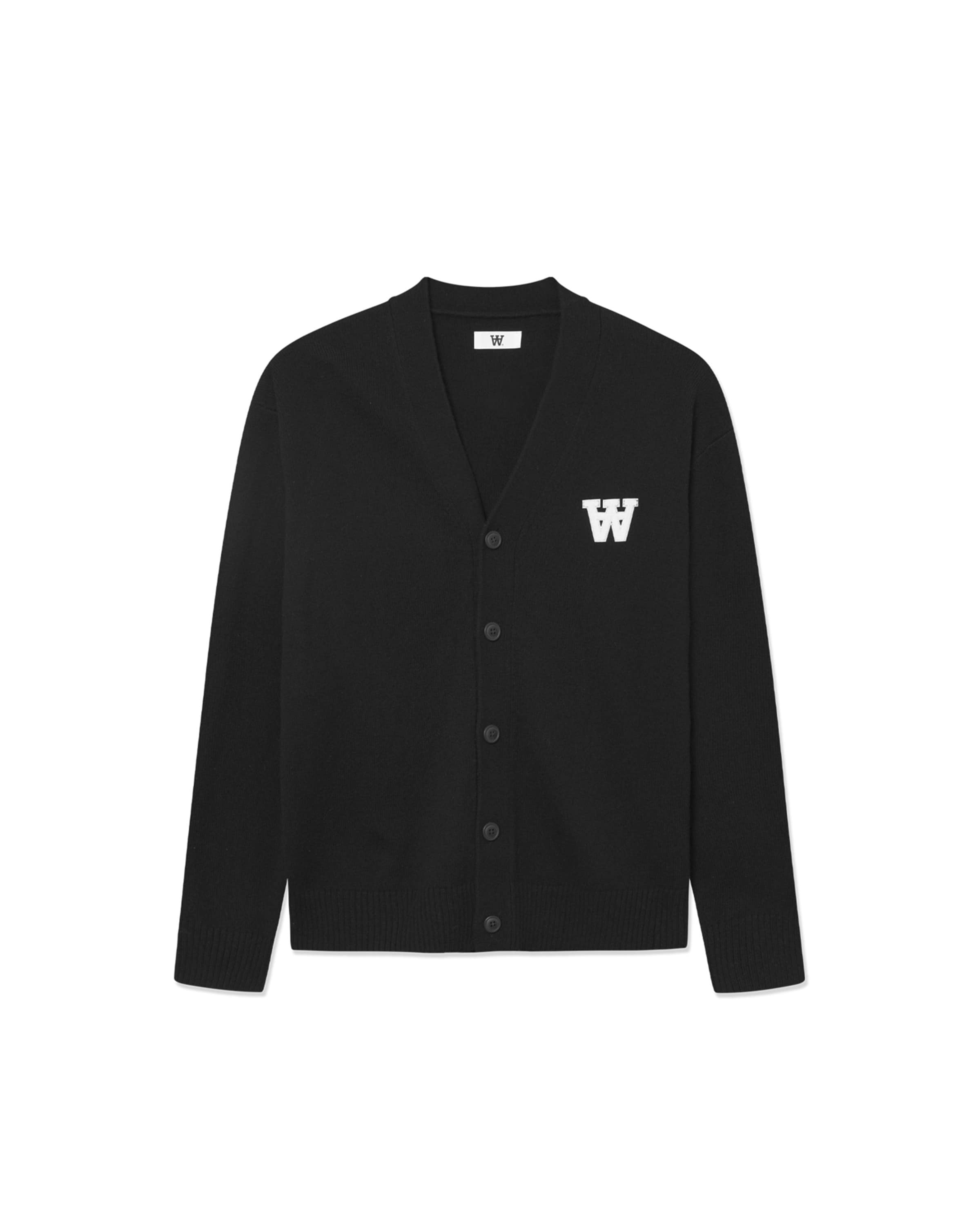 DOUBLE A Strickjacke 'Tay' in Schwarz: Vorderseite