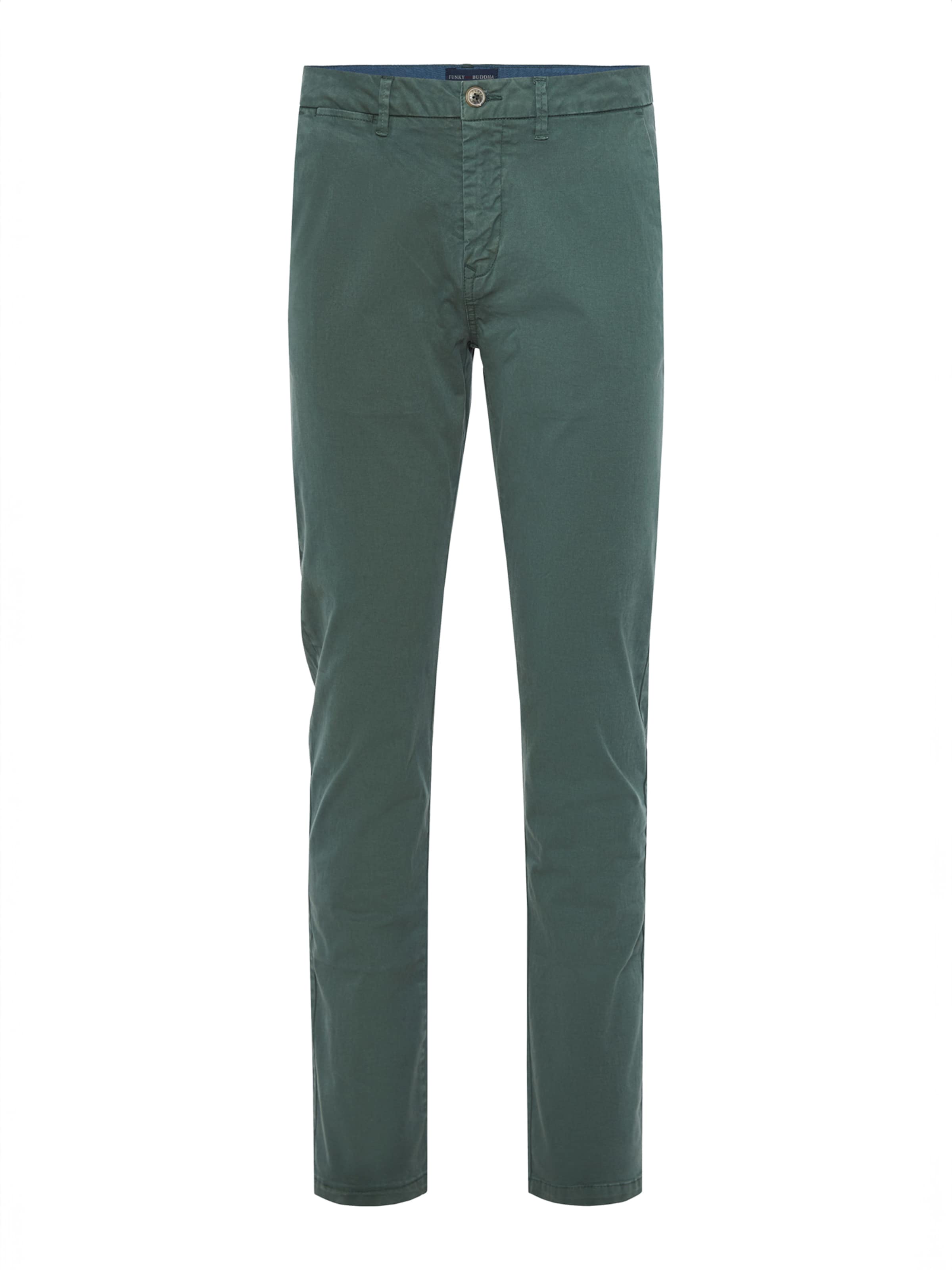 Regular Pantaloni eleganți de la Funky Buddha pe verde: față