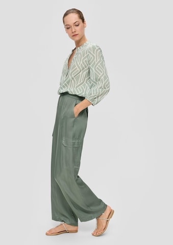 s.Oliver BLACK LABEL Wide leg Cargobroek in Groen