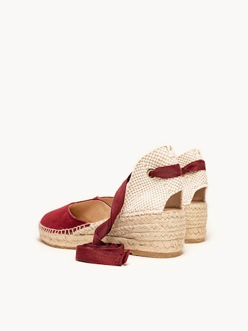 Sandalo 'Alpargata Cuña 5 cm' di Alhamas in rosso