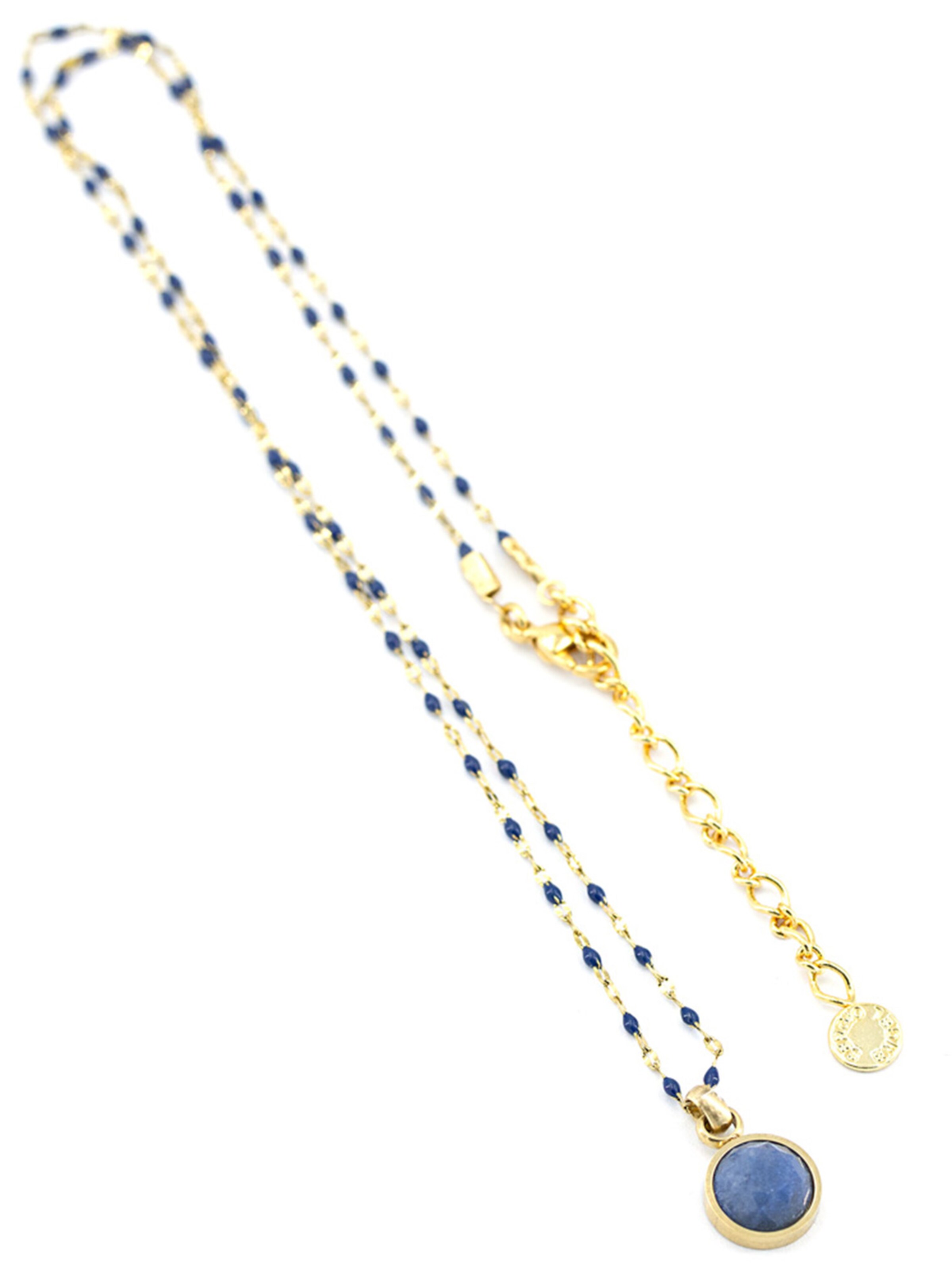 Sergio Engel Kette 'Beach Kette 01 Farbig akzentuierte Stahlkette mit Natursteinanhänger'‌‌‌‌‌‌ in Blau: Vorderseite