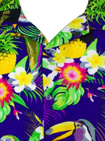 King Kameha Shirt 'Parrot Cockatoo' in Blau