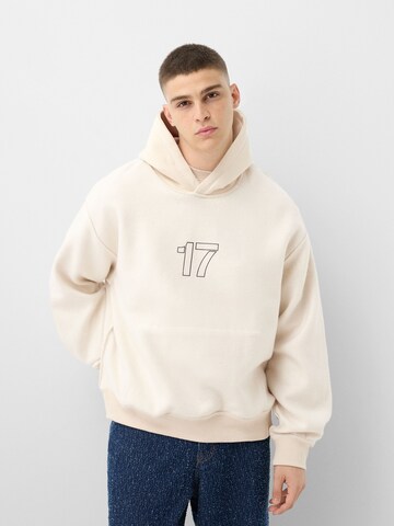 Sweat-shirt Bershka en beige : devant