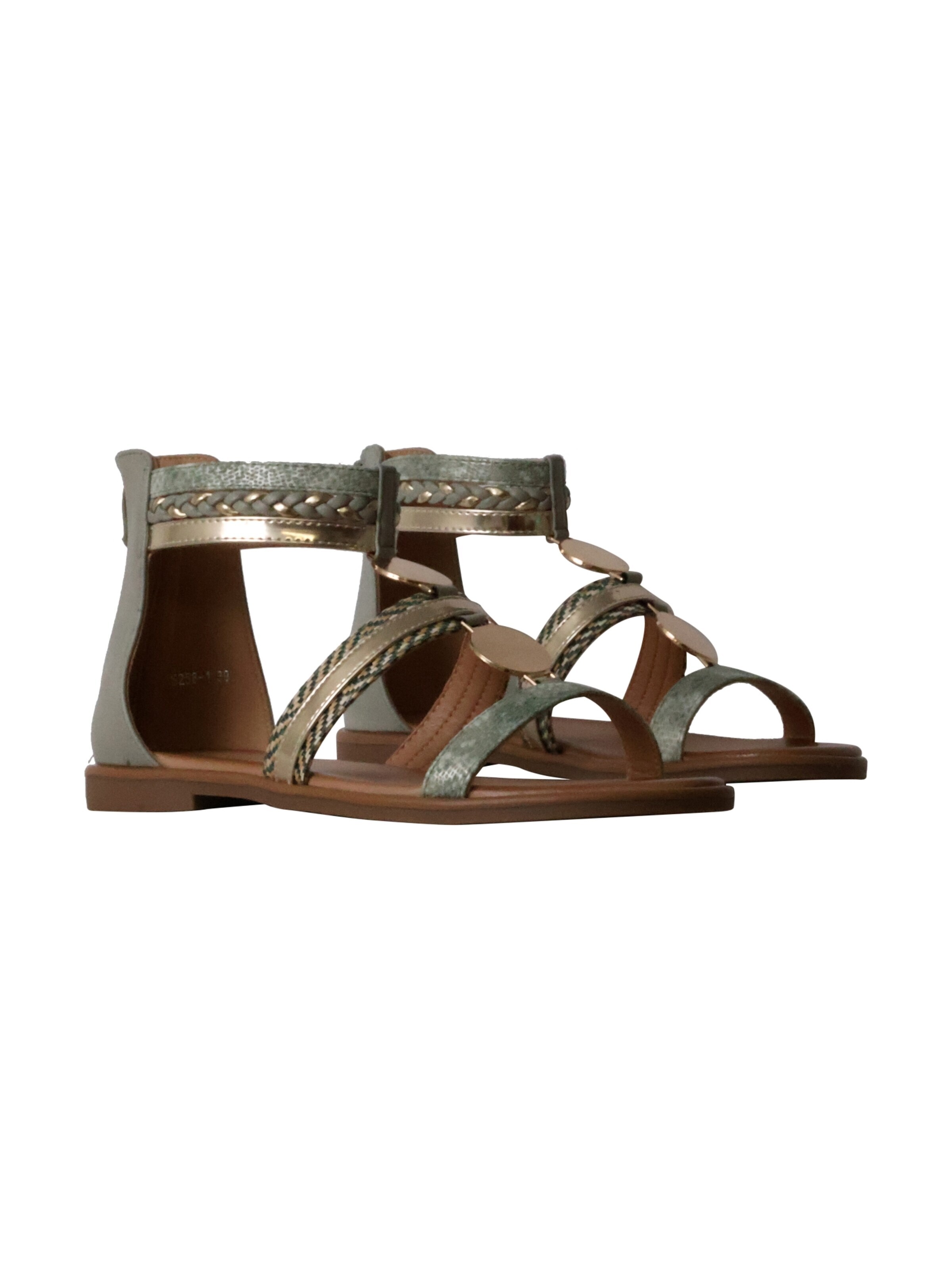 Sixth Sense Sandaal 'Flache Sandalen mit Reißverschluss' in Groen