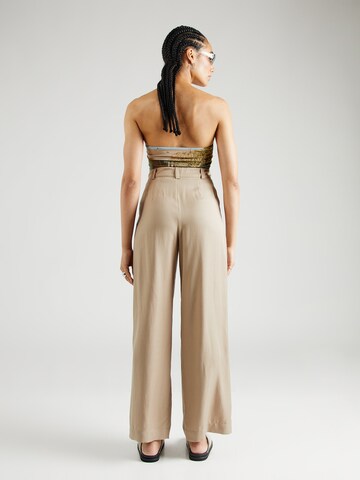 OH APRIL Wide leg Pleat-front trousers 'Eliza' in Brown