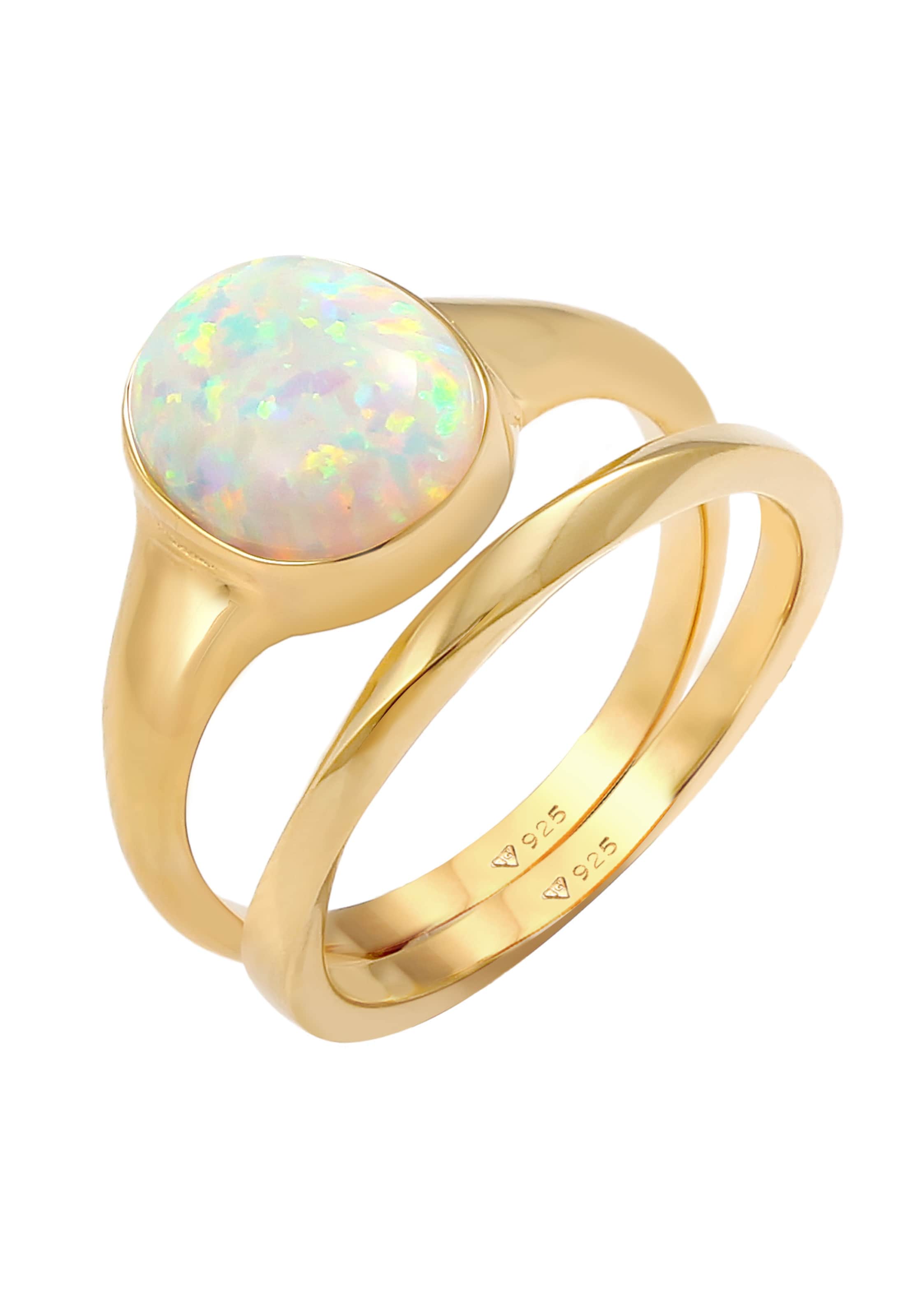 ELLI Ring Opal, Twisted in Gold: Vorderseite