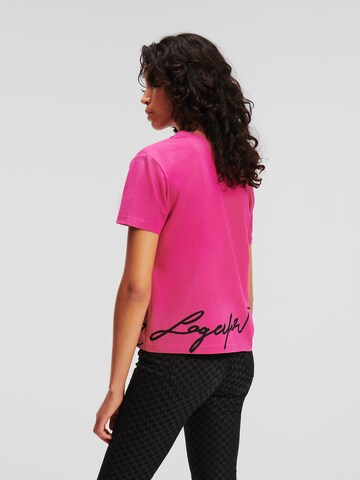 Karl Lagerfeld Μπλουζάκι 'Signature Hem' σε ροζ