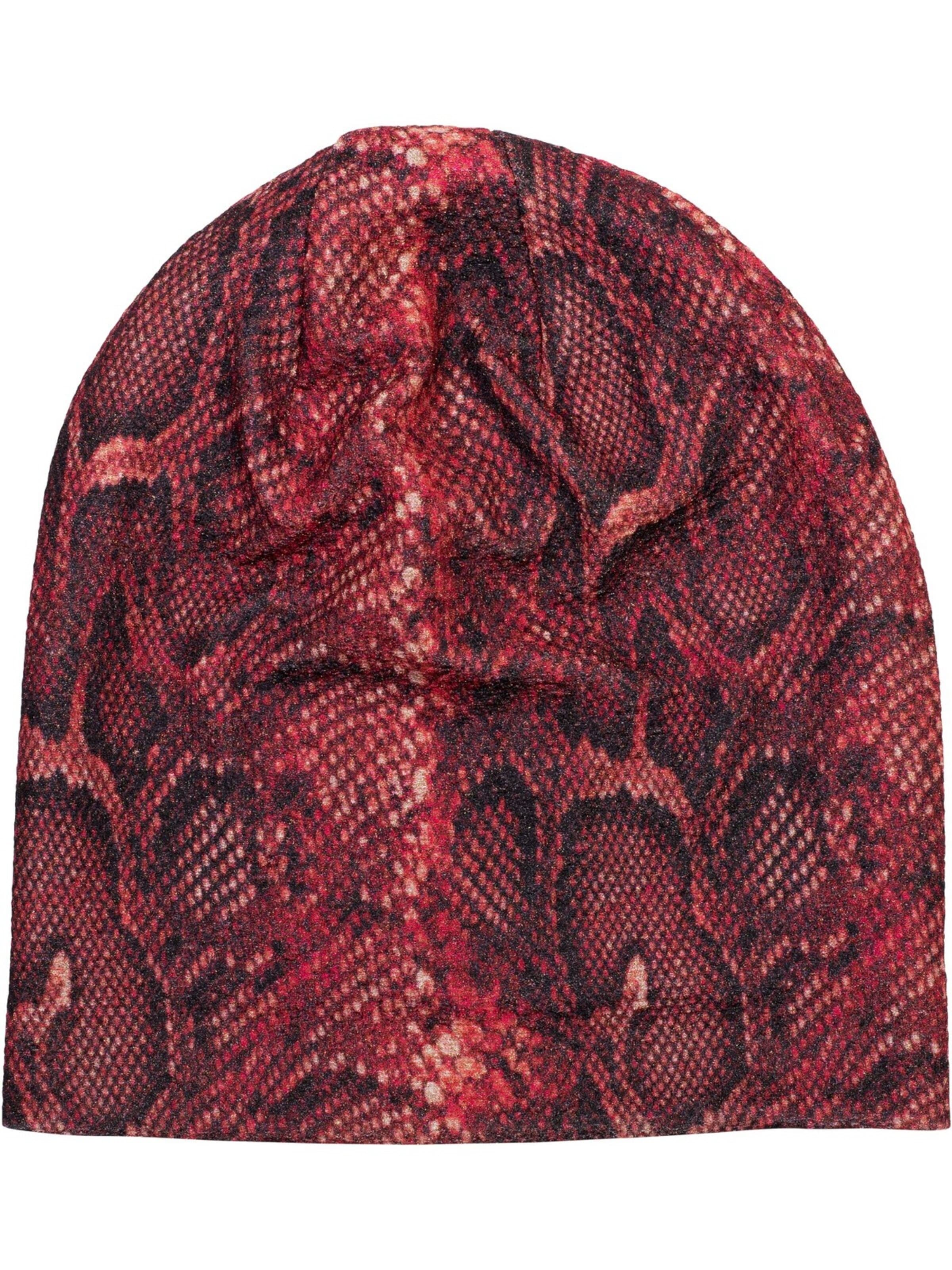 styleBREAKER Mütze 'Beanie Mütze Glitzer Schlangen Muster'‌‌‌‌‌‌‌‌‌ in Rot: Vorderseite