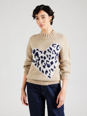 Key Largo Trui 'Heart' in Beige: voorkant