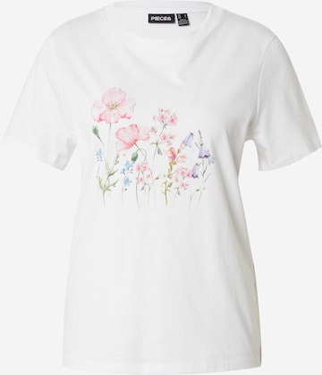 T-shirt 'KAYLEE' PIECES en blanc : devant