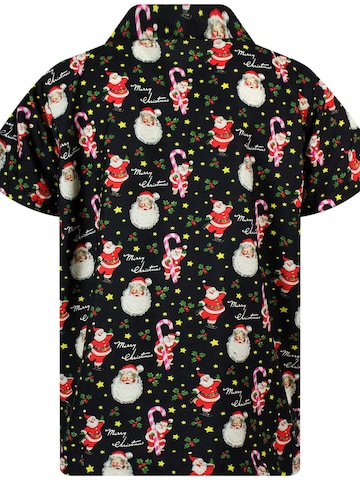 King Kameha Regular fit Overhemd 'Christmas Candycane' in Zwart