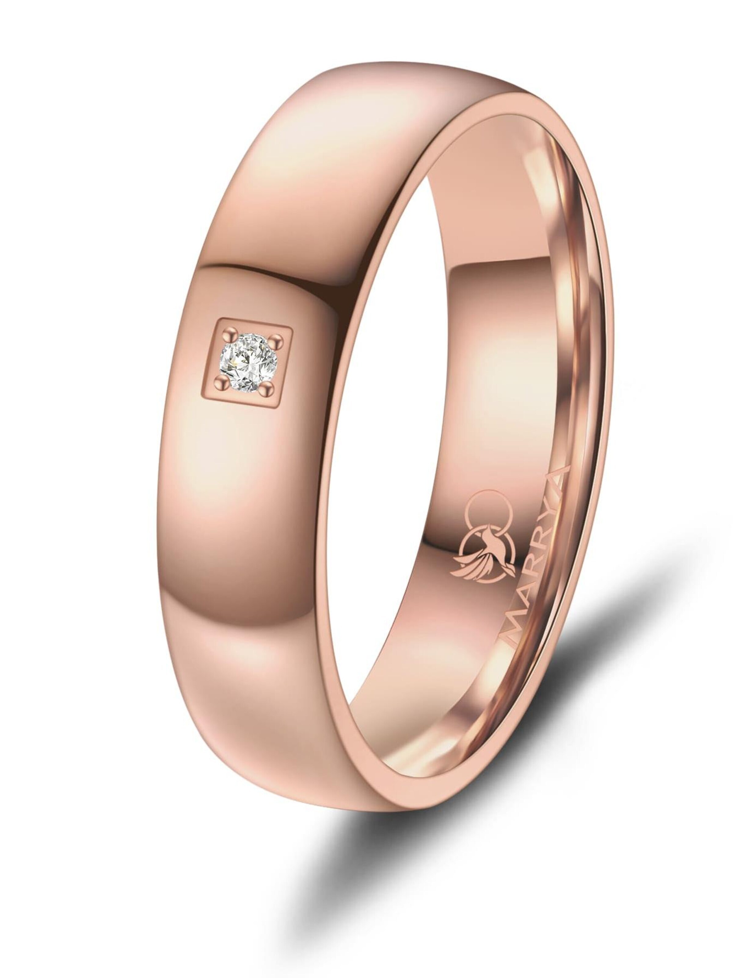 MARRYA Ring 'MARRYA ES-31 Ehering aus Edelstahl - Rosé gold plattiert' in Pink