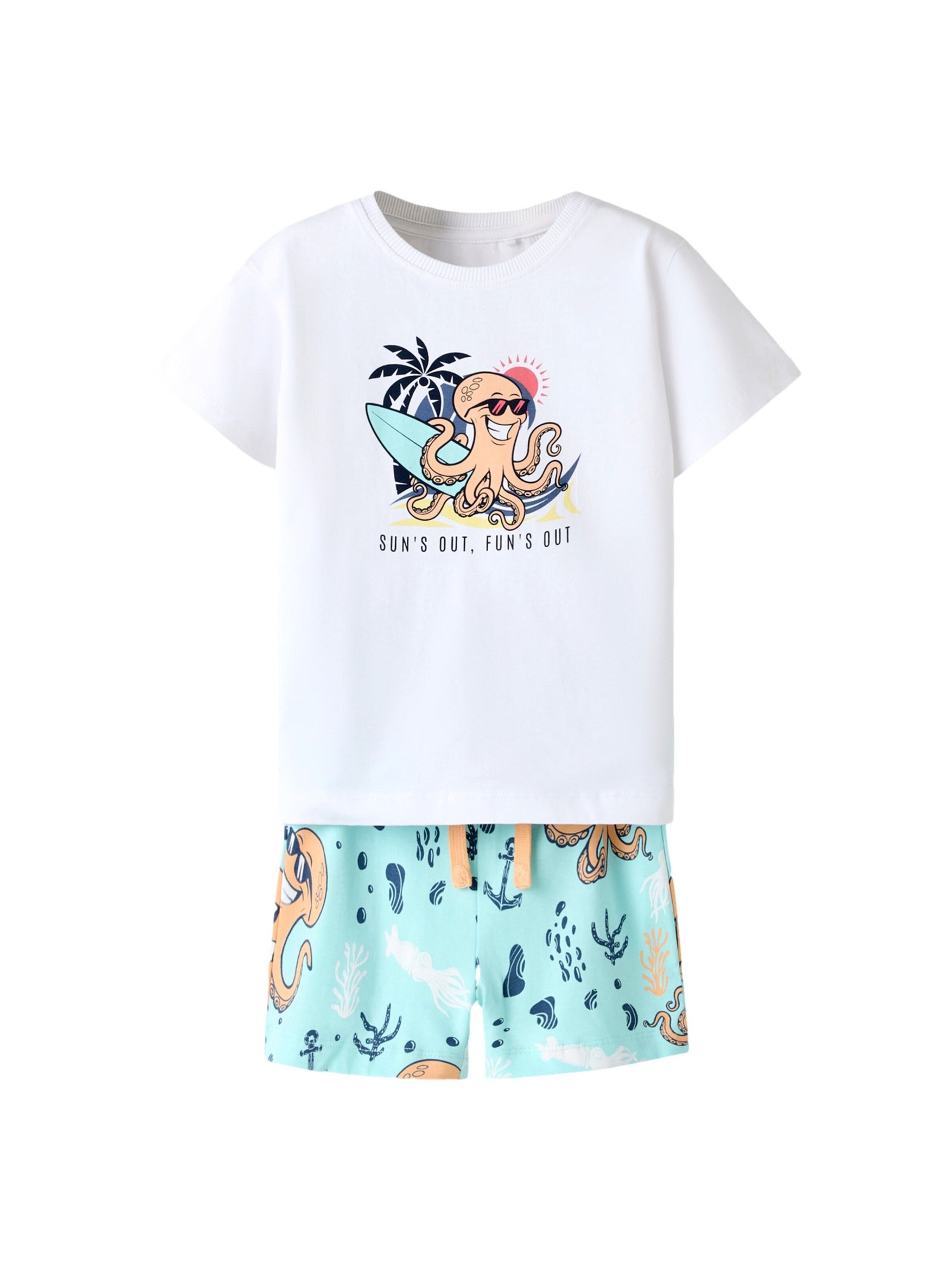 NAME IT Joggingpak 'Flaz' in Wit: voorkant