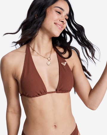 ROXY Triangle Bikini Top 'Sunshine Tiki Tri' in Brown: front