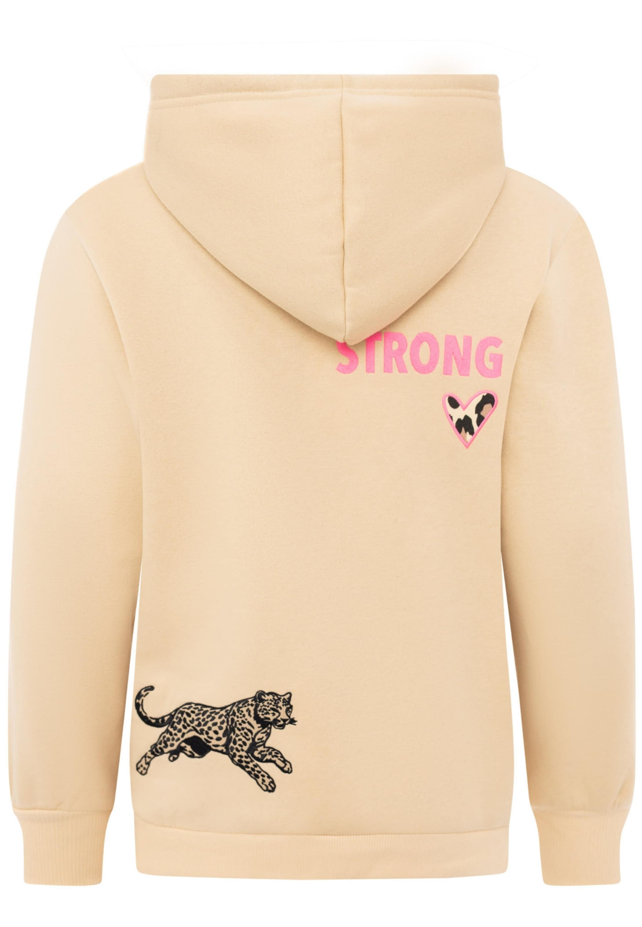Sweat-shirt 'FEARLESS' Zwillingsherz en beige