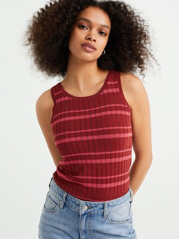 WE Fashion Gebreide top in Rood: voorkant