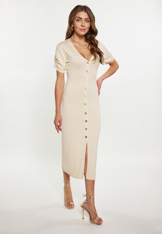 faina Gebreide jurk in Beige