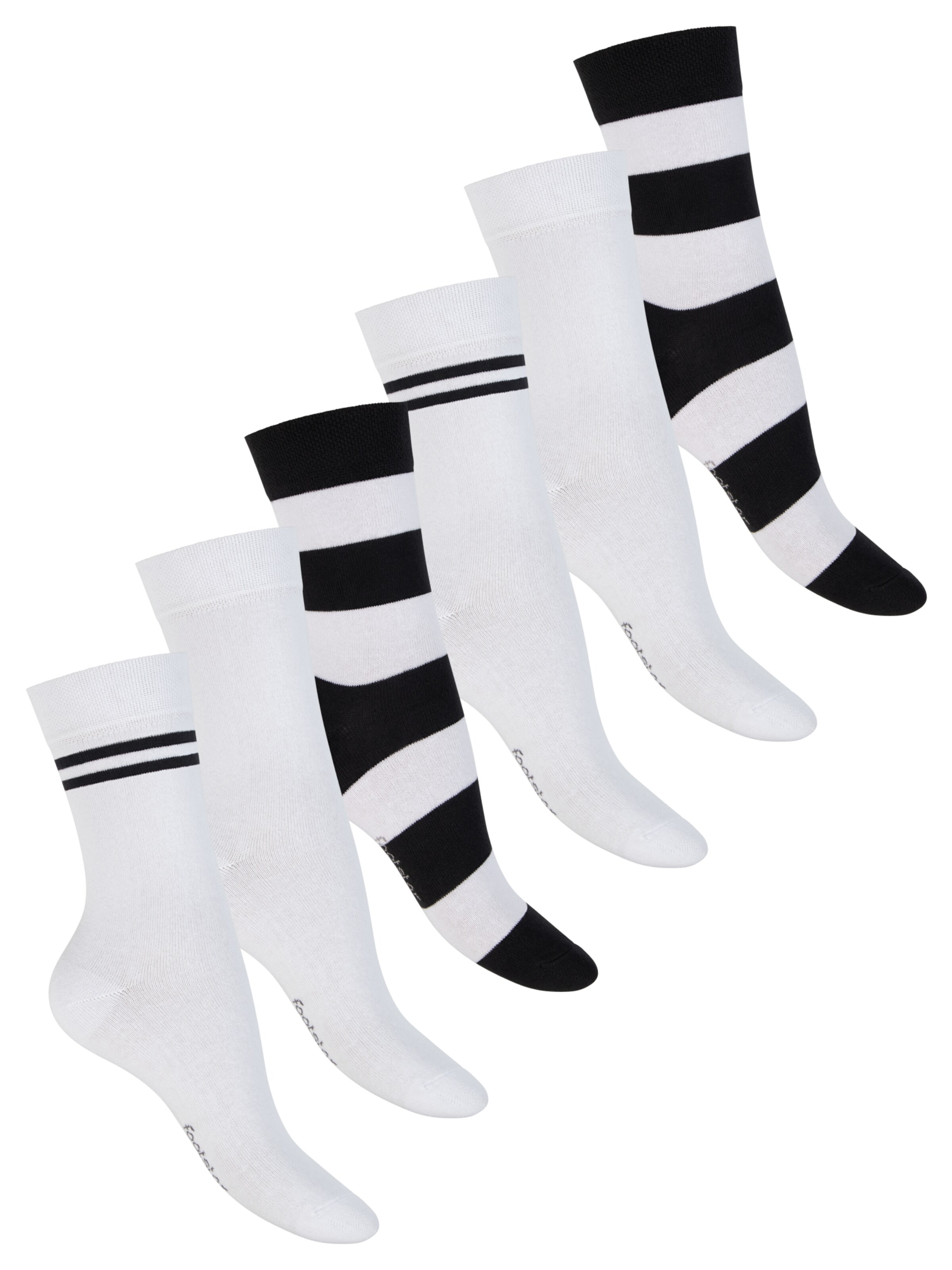 footstar Socken 'Ringel'‌‌‌‌‌ in Weiß: Vorderseite