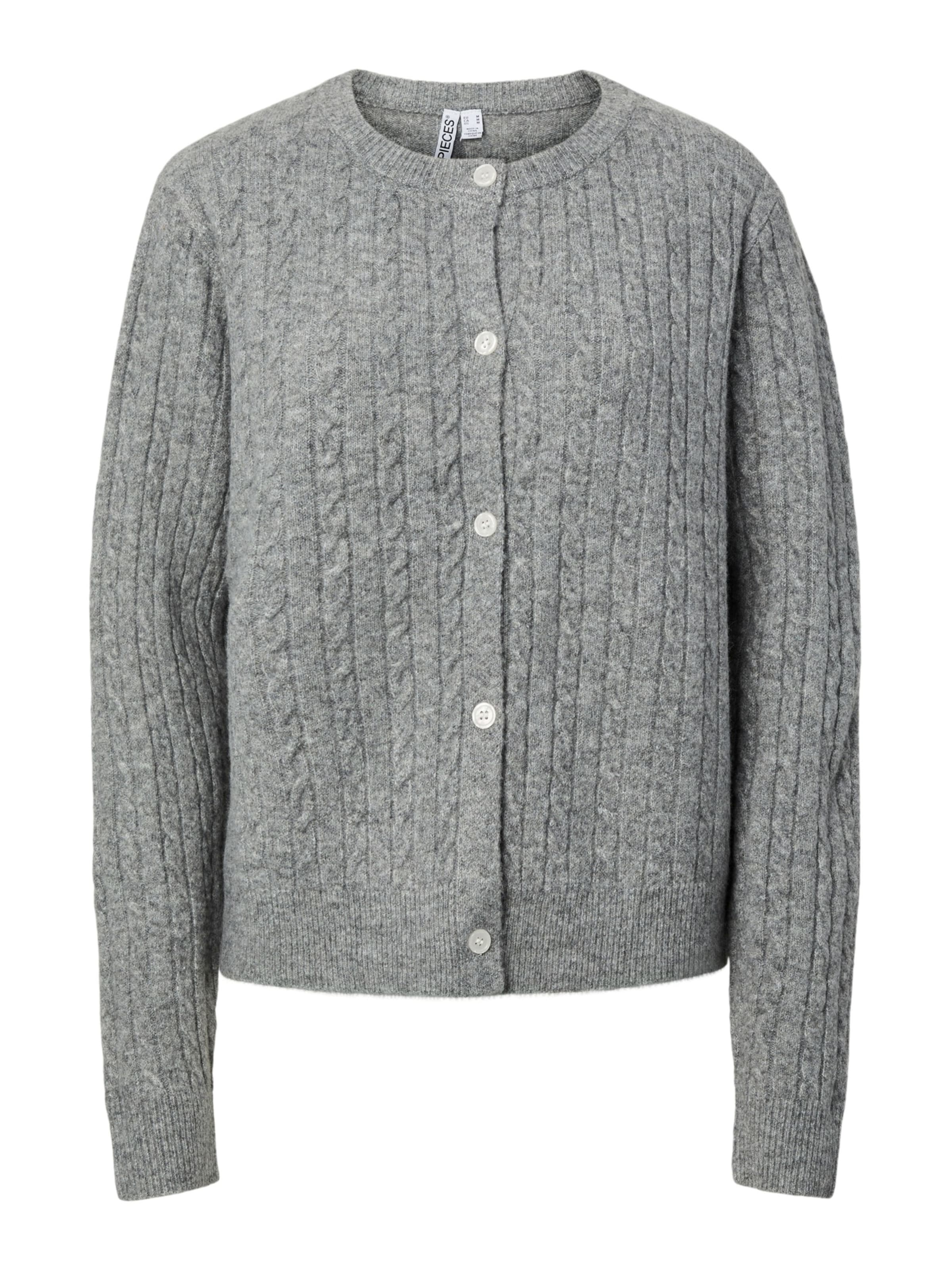 PIECES Strickjacke 'PCSILLY' in Grau: Vorderseite