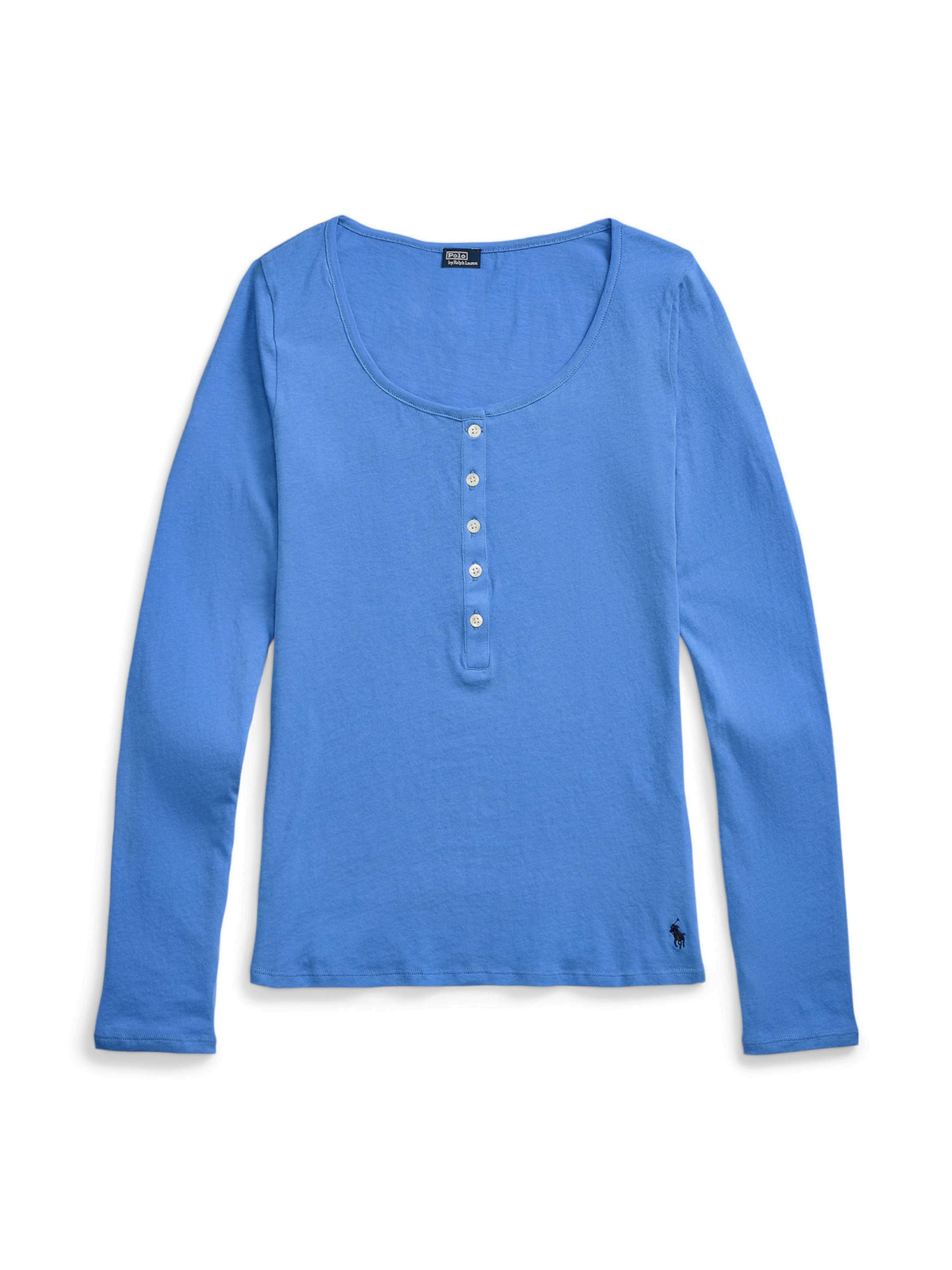 Polo Ralph Lauren Longsleeve ' Whisper Weight Cotton ' in Blau: Vorderseite