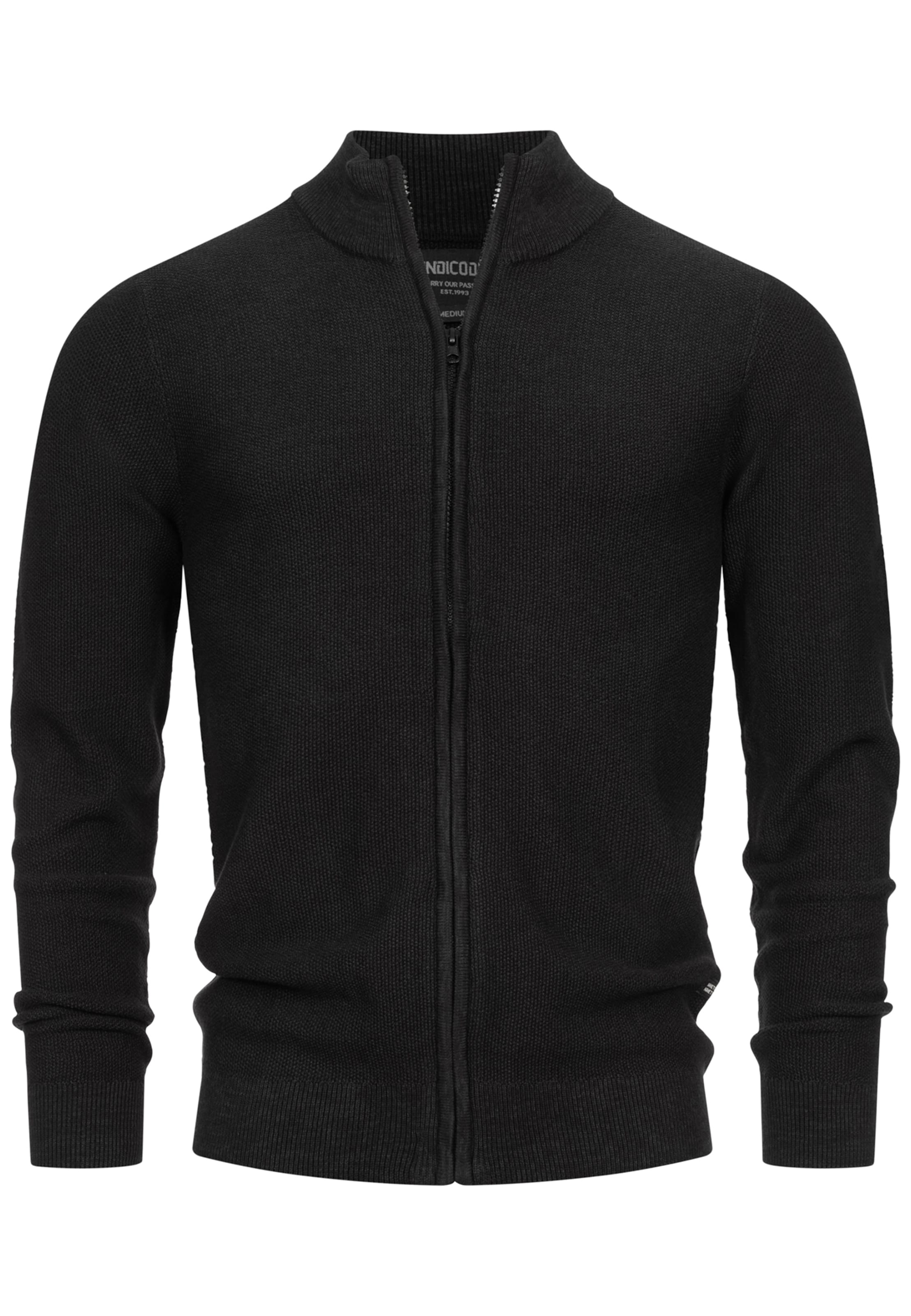 INDICODE JEANS Strickjacke in Schwarz: Vorderseite