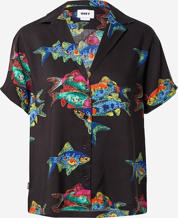 Obey Blouse 'FISHBOWL' in Zwart: voorkant