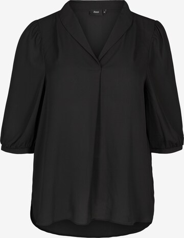 Zizzi Blouse 'Xseli' in Zwart: voorkant
