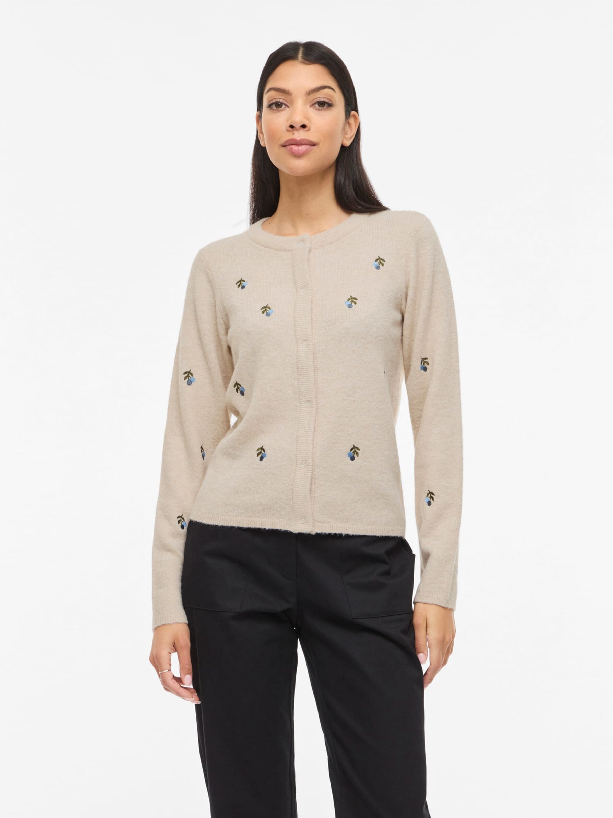 VILA Gebreid vest 'sebora' in Beige: voorkant