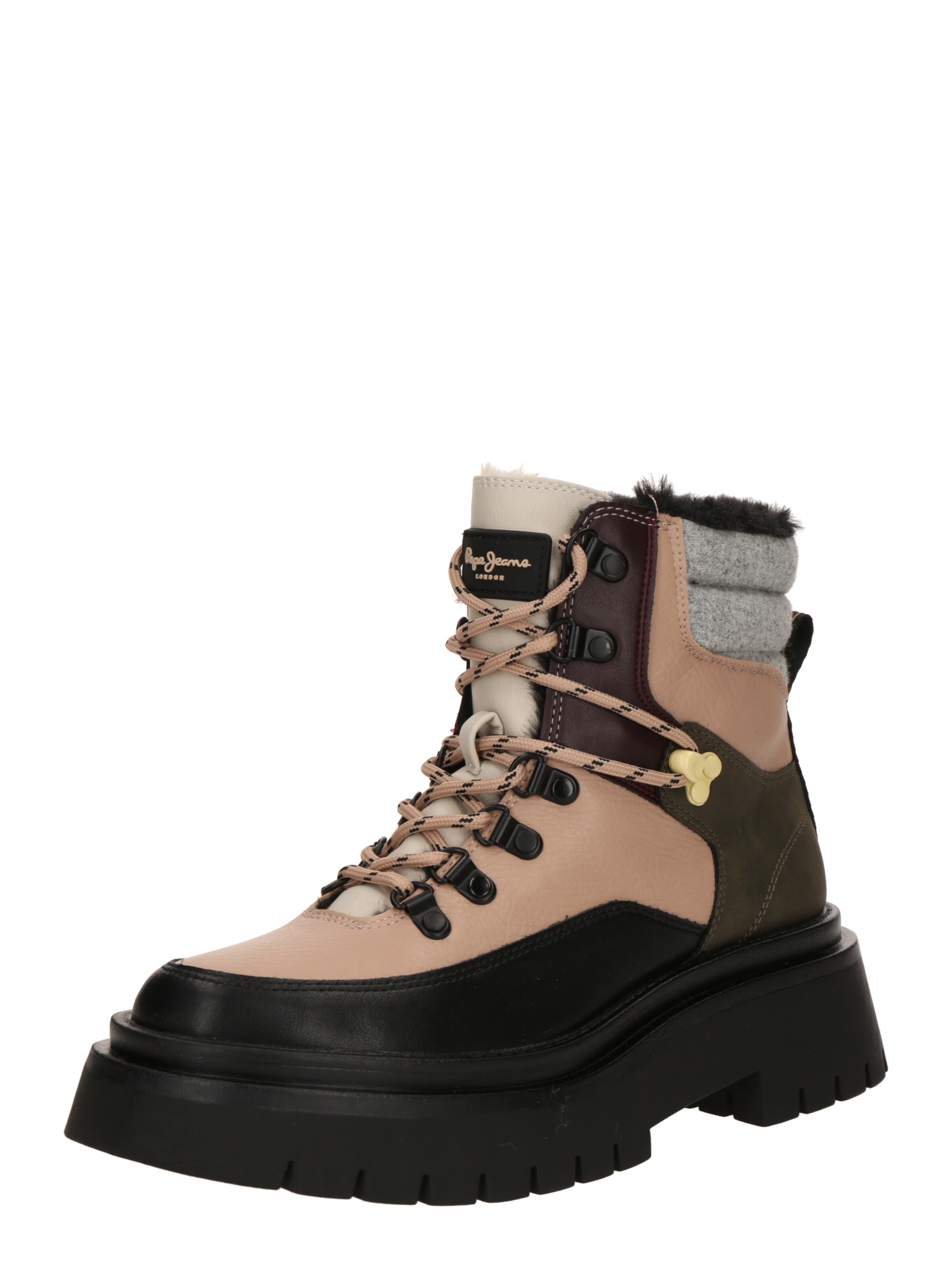 Pepe Jeans Šněrovací kozačky 'QUEEN' – béžová: přední strana