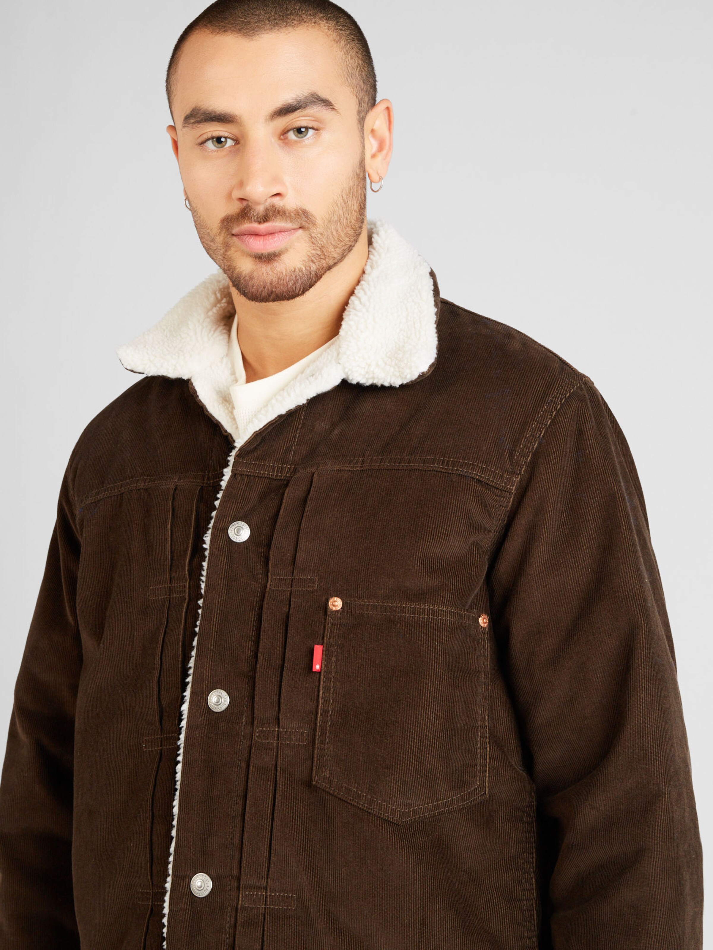 LEVI S Between Season Jacket Type 1 Sherpa Trucker Corduroy Jacket in Dark Brown ABOUT YOU