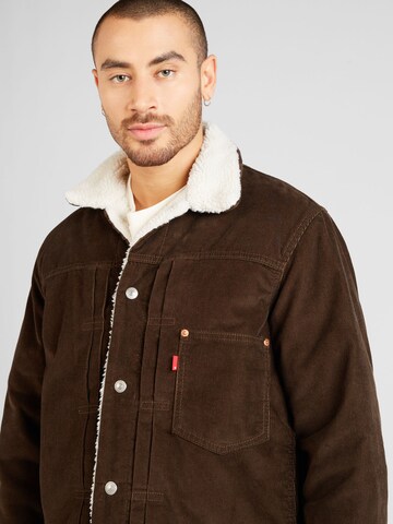 LEVI'S ® Tussenjas 'Type 1 Sherpa Trucker Corduroy Jacket' in Bruin