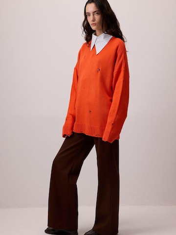 Touché Privé Pullover 'Distressed Knit Sweater'‌ in Orange