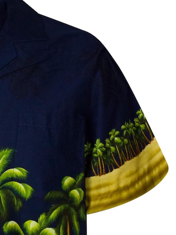 KY's Regular Fit Hemd 'Grüner Palmenwald' in Blau