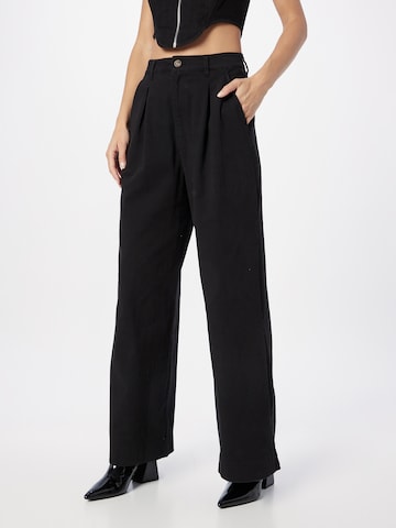 NLY by Nelly Wide leg Pleat-front trousers in Black: front